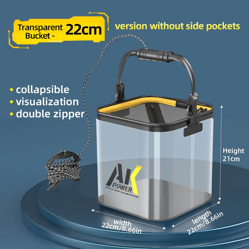 YUZHIYUAN Transparent Fishing Bucket Foldable Multifunctional Live Fish Container Fish Protection Bucket