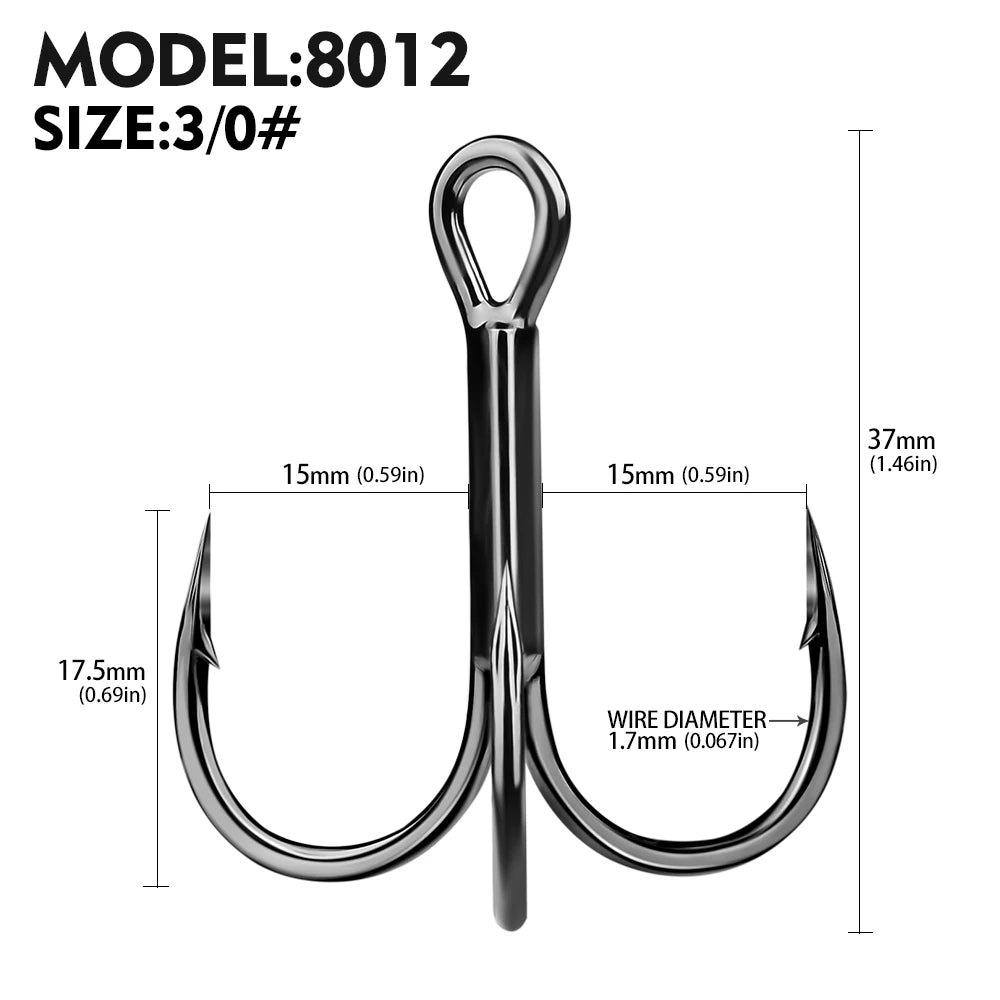 PROBEROS 20pcs Streng thened Sharp Fishing Treble Hooks High Carbon Steel Strength & Corrosion Resistance For Bait  Saltwater