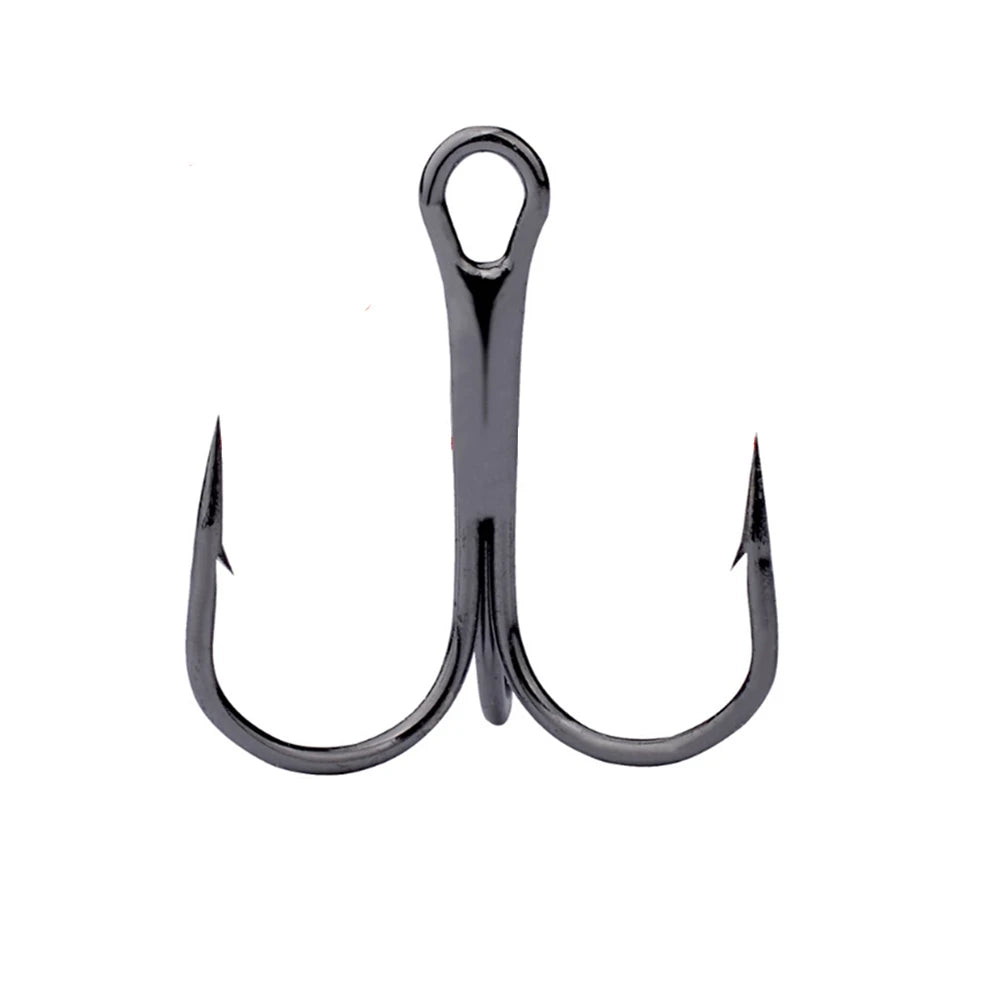 10Pcs/lot 2# 4# 6# 8# 10# Black Fishing Hook High Carbon Steel Treble Overturned Hooks Fishing Tackle Round Bend Treble For Bass