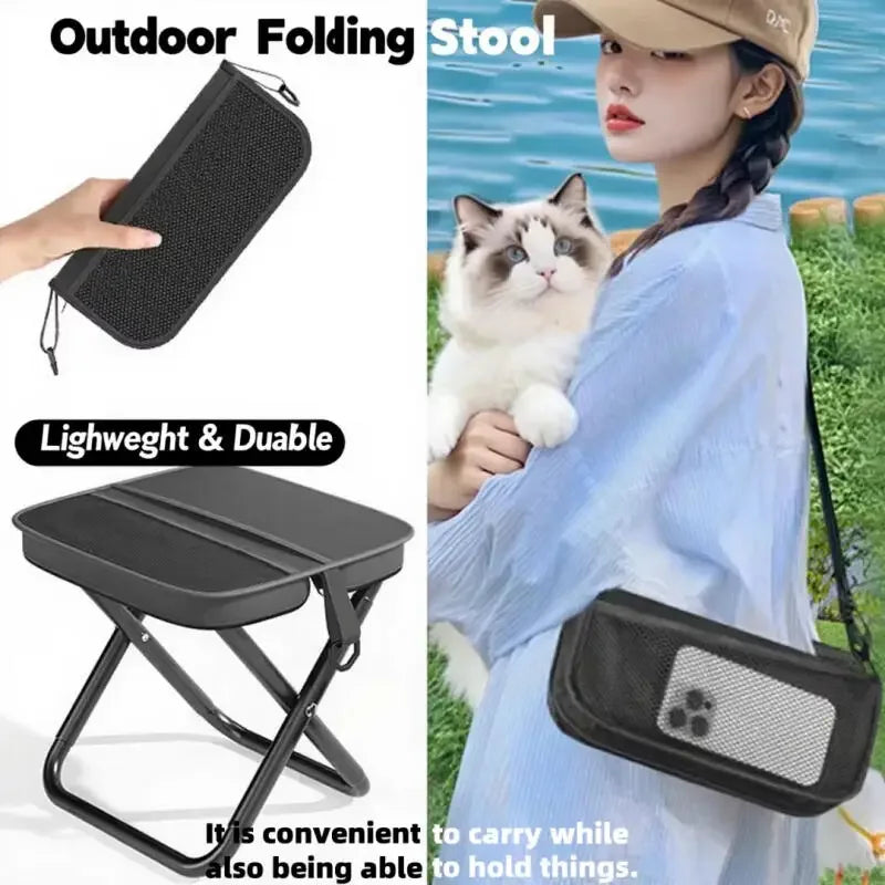Backpack Fish Stool Portable Foldable Stool with Carry Bag Lightweight Mini Easy Travel Carry Outdoor Picnic Bench Chair