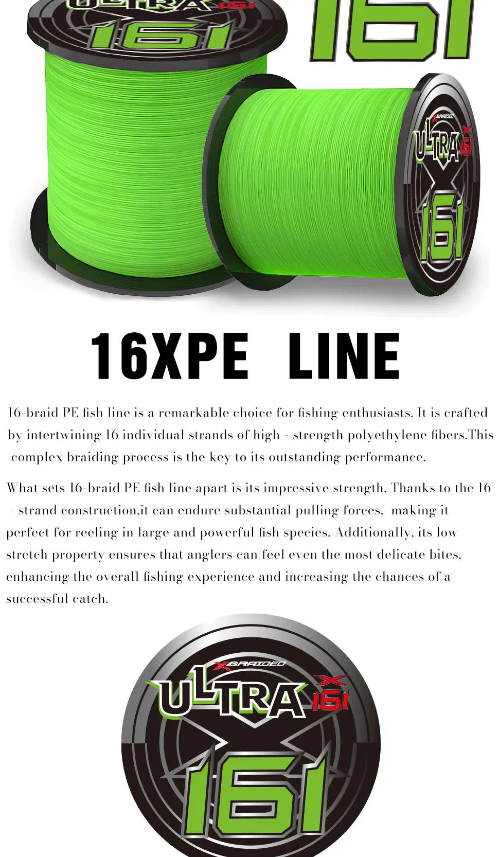 New X16 Strands Fishing Line YGK Ultra 300/500M Braided PE Fishing Strong Fishing Line Multifilament Durable Fishing Line Tool