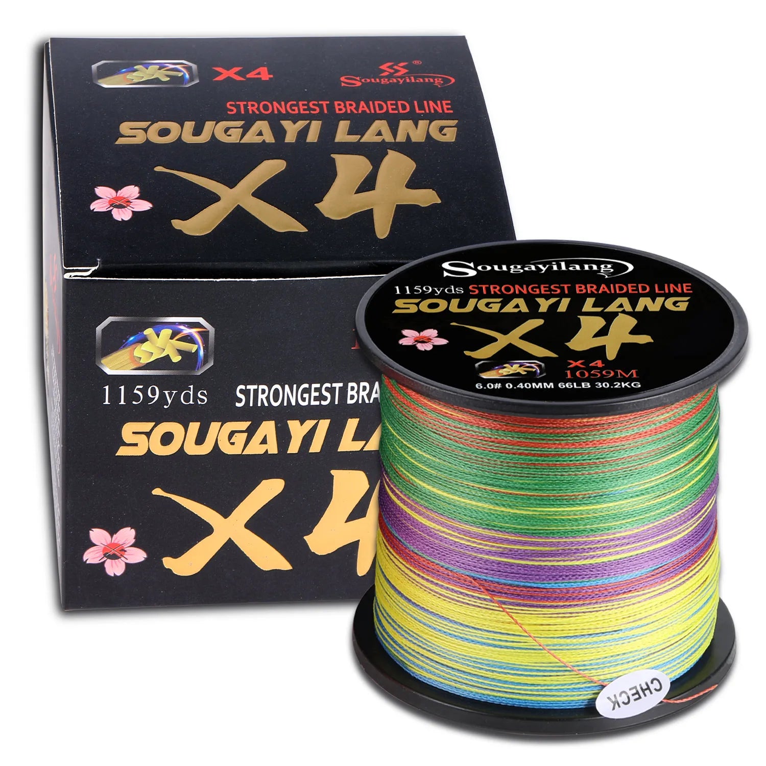 Sougayilang Braided Line 4X 100/300m 5 Color All for Fishing Line MaxDrag 66LB Multifilament PE Line for Saltwater Sea Fishing