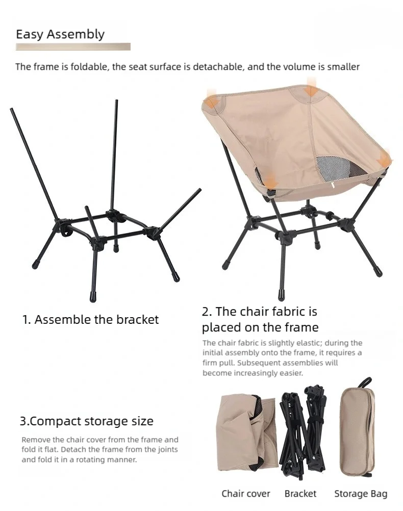 TINSOL Foldable Four-Corner Square Camping Chair, Portable Beach Fishing Stool, Travel Backpack Fishing Chair, Garden Sun Chair