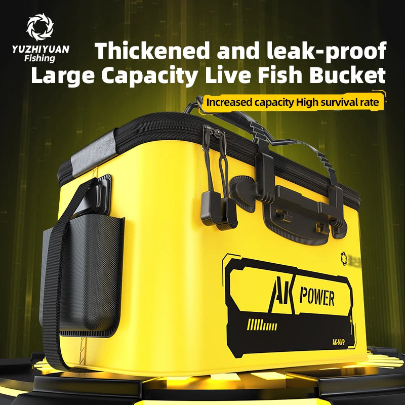 YUZHIYUAN Fishing Bucket Foldable Portable Live Fish Bucket Large Capacity Water Bucket Thickened EVA Material Outdoor Fishing