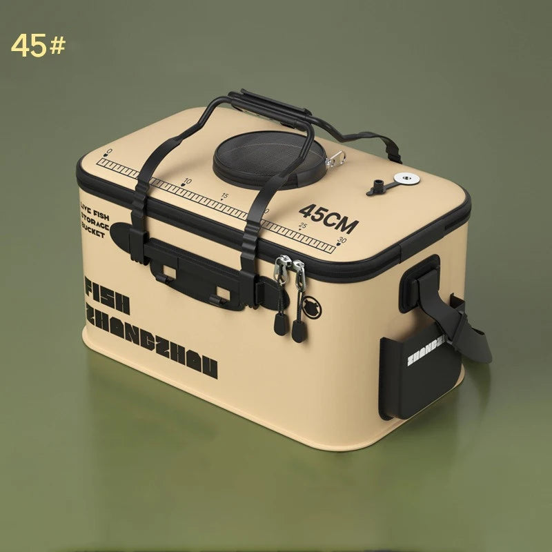 New Outdoor Fishing Bucket Foldable Live Fish Bucket with Net Cover 12-34L EVA Water Pail with Handbar for Wild Fishing Tackle