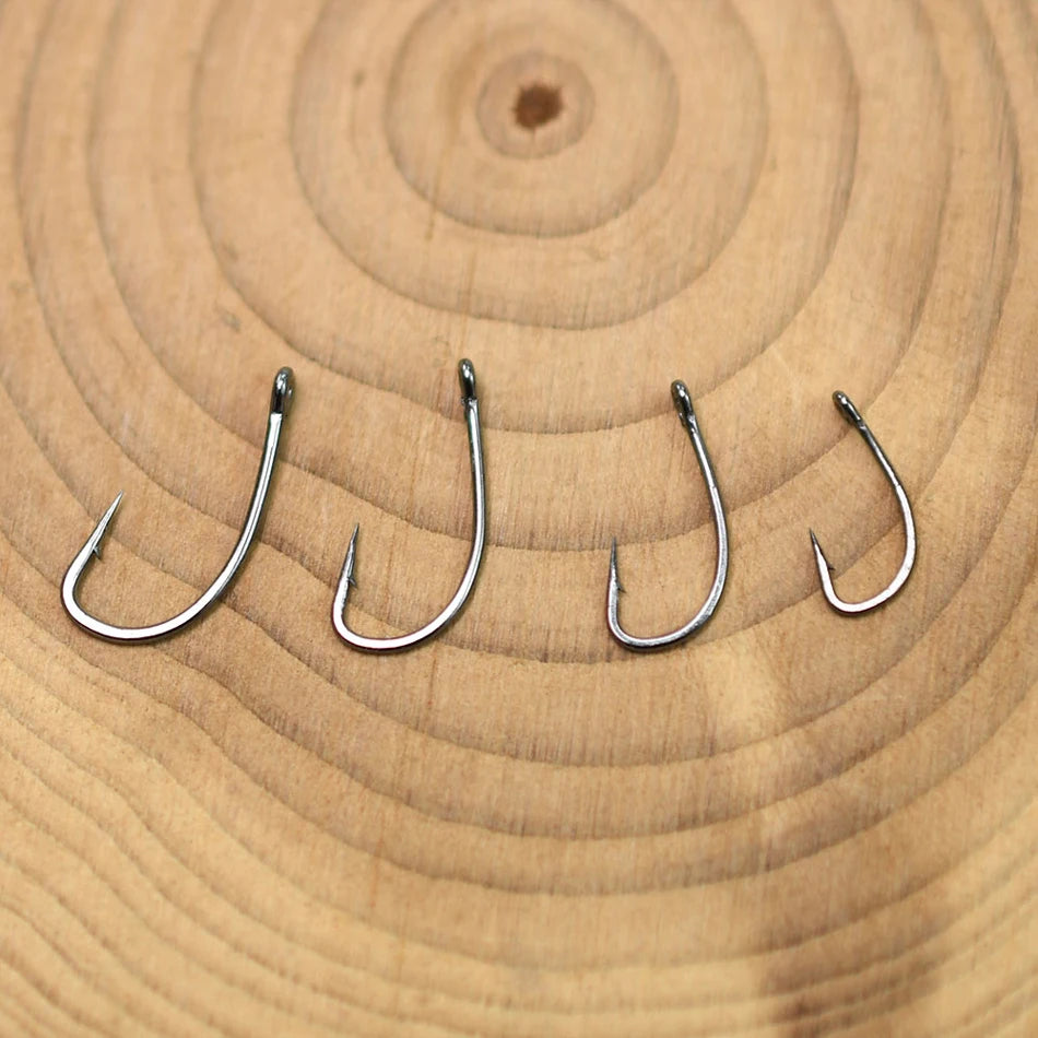 100Pcs/Pack 12# 14# 16# 18# Black Nickel Trout Single Hook With Barb High Carbon Steel Fishing Flies Spoon Hooks