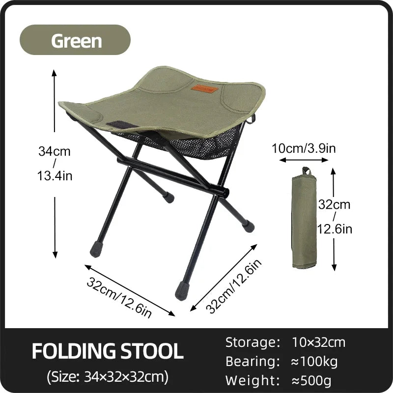 PACOONE Outdoor Portable Folding Stool Aluminum Alloy Minin Storage Chair Camping Fishing Chair Picnic Lightweight Furniture New