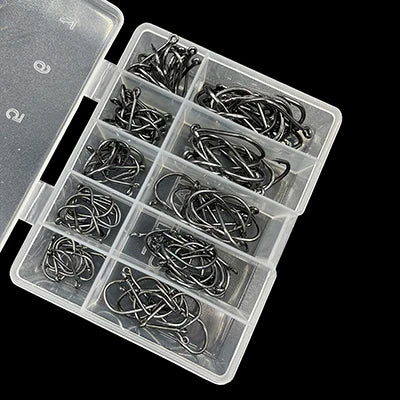 100Pcs Size 3-12# Ring Eye Fishhooks Circle Carp Eyed Fishing Hook High Carbon Steel Fishing Hooks Single Jig Fish Hook Tackle