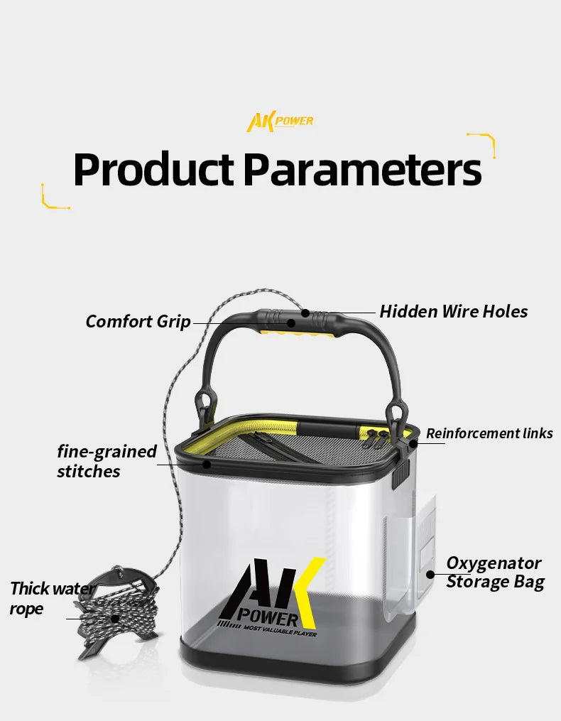 YUZHIYUAN Transparent Fishing Bucket Foldable Multifunctional Live Fish Container Fish Protection Bucket