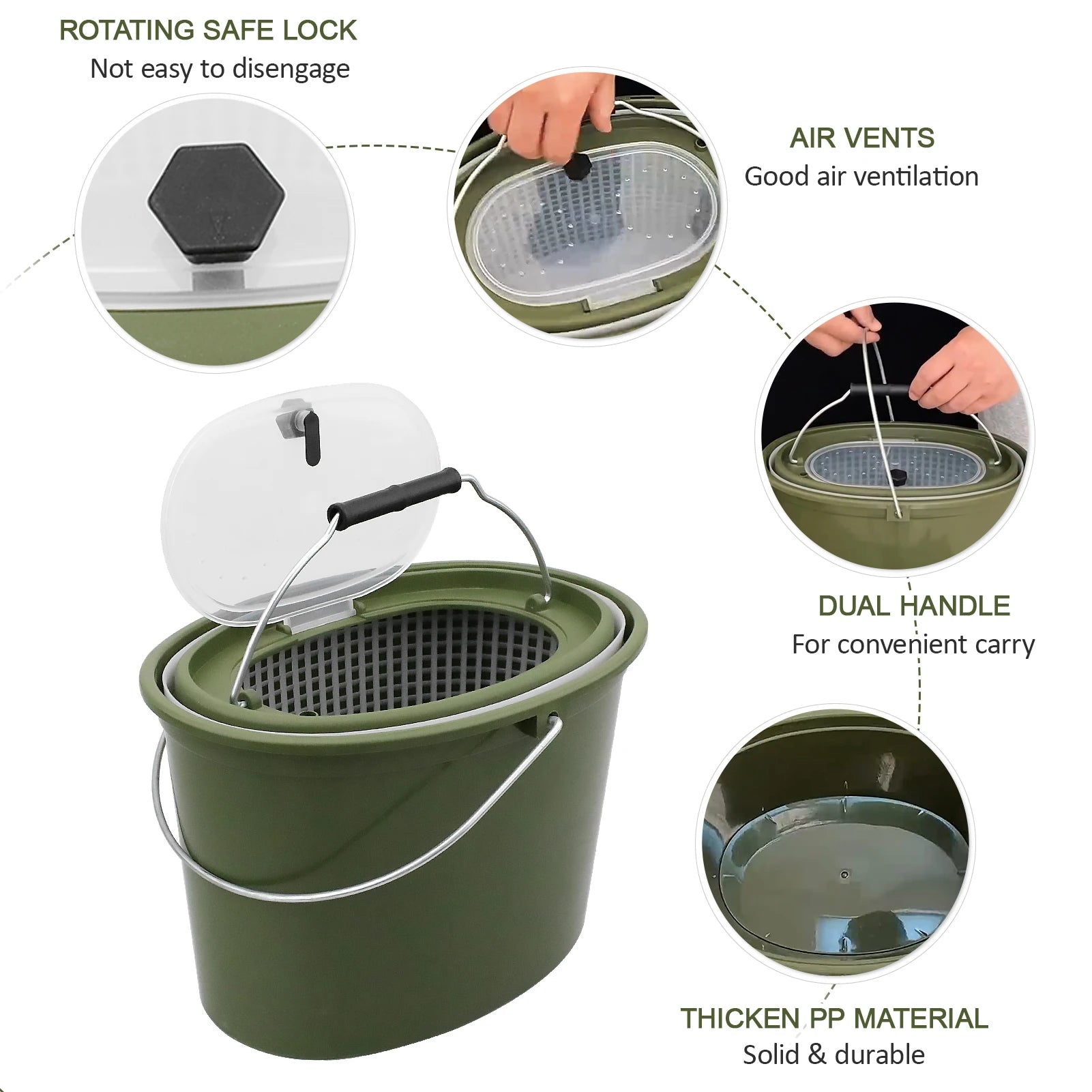 2-in-1 Fishing Bucket Double-Deck Fish Box Detachable Fish Strainer Colander Fishing Bait Storage Container Double Handle Fish
