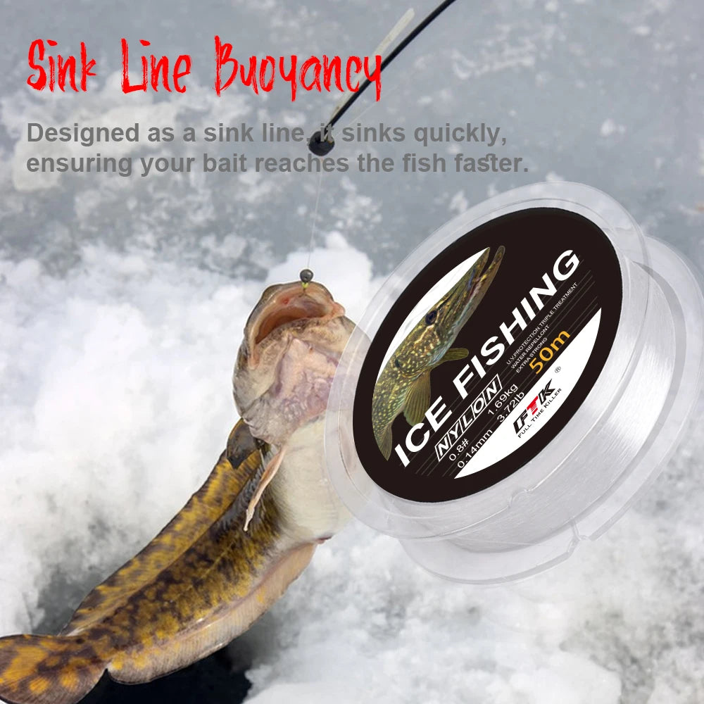 NGB 50M Ice Fishing Line Super Strong Monofilament Nylon Winter Bream Saltwater Fishing-Line Japan Low Memory Carp Line