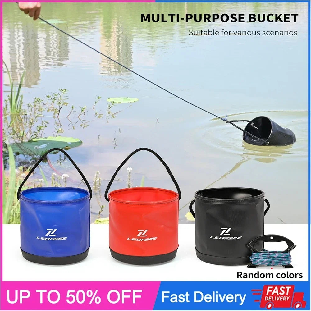 4.5L EVA Round Fold Live Fish Bucket Water Tank Container Gear With Drawstring Fishing Equipment For Fishing Cleaning Cars
