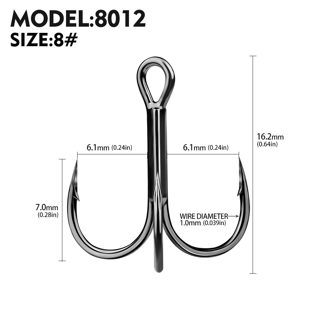PROBEROS 20pcs Streng thened Sharp Fishing Treble Hooks High Carbon Steel Strength & Corrosion Resistance For Bait  Saltwater