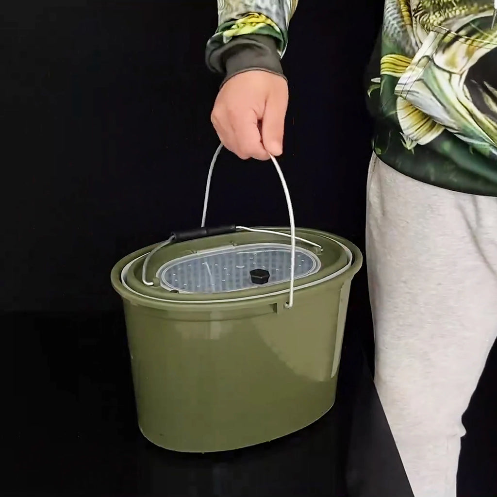 2-in-1 Fishing Bucket Double-Deck Fish Box Detachable Fish Strainer Colander Fishing Bait Storage Container Double Handle Fish