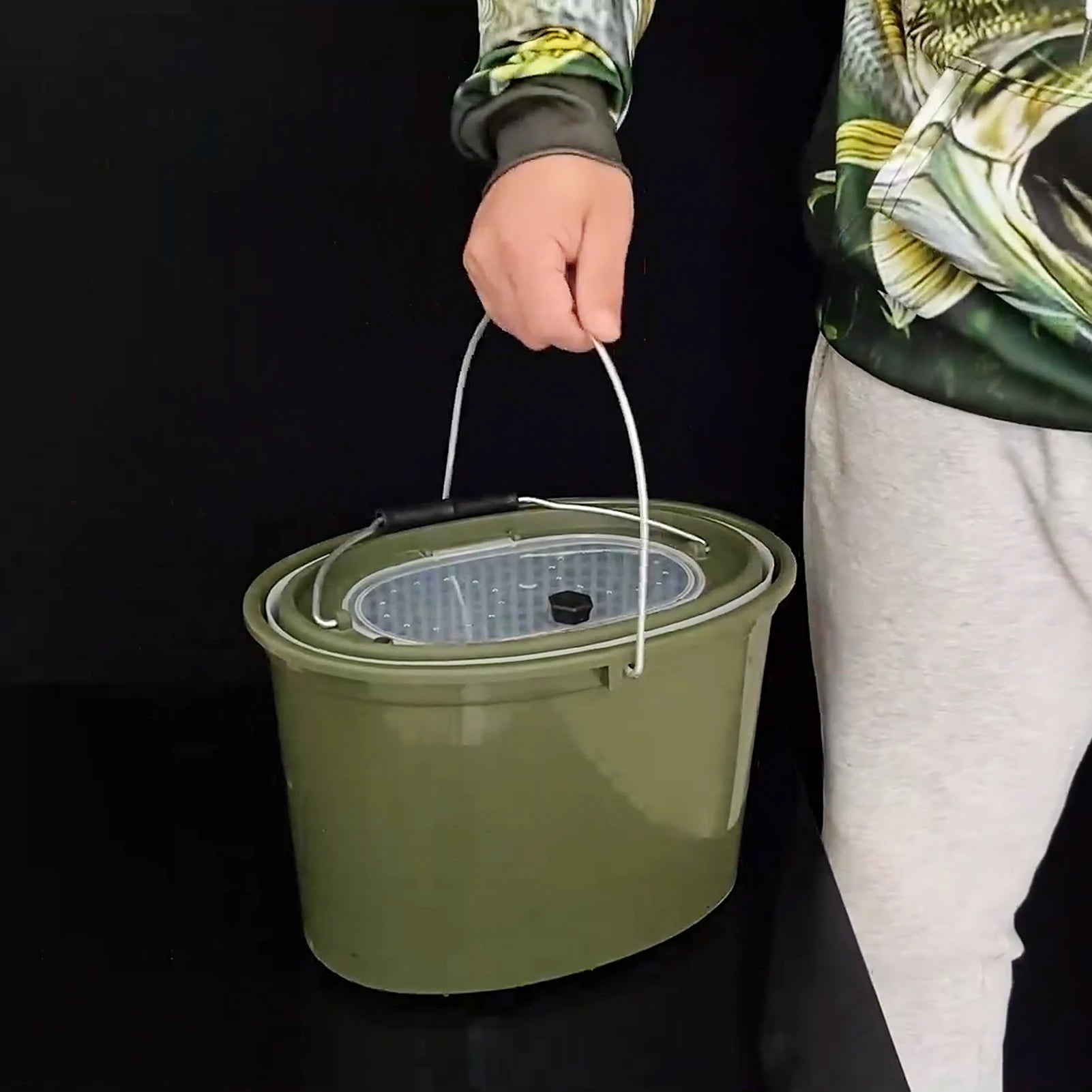 2-in-1 Fishing Bucket Double-Deck Fish Box Detachable Fish Strainer Colander Fishing Bait Storage Container Double Handle Fish