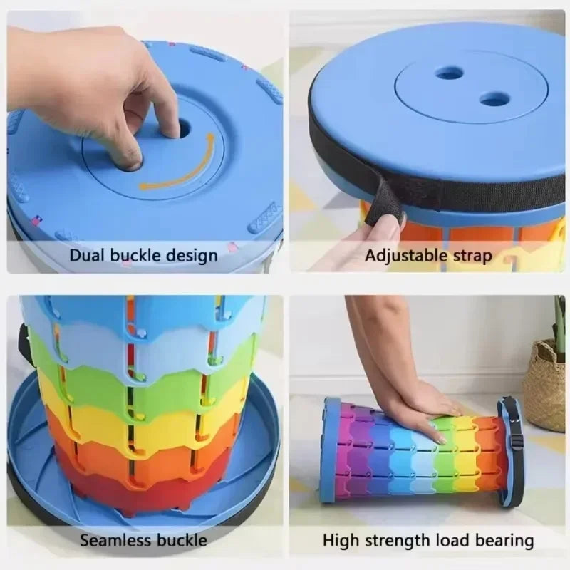 Popular lightweight portable plastic folding telescopic chair - adjustable height compact stool, perfect for fishing and camping