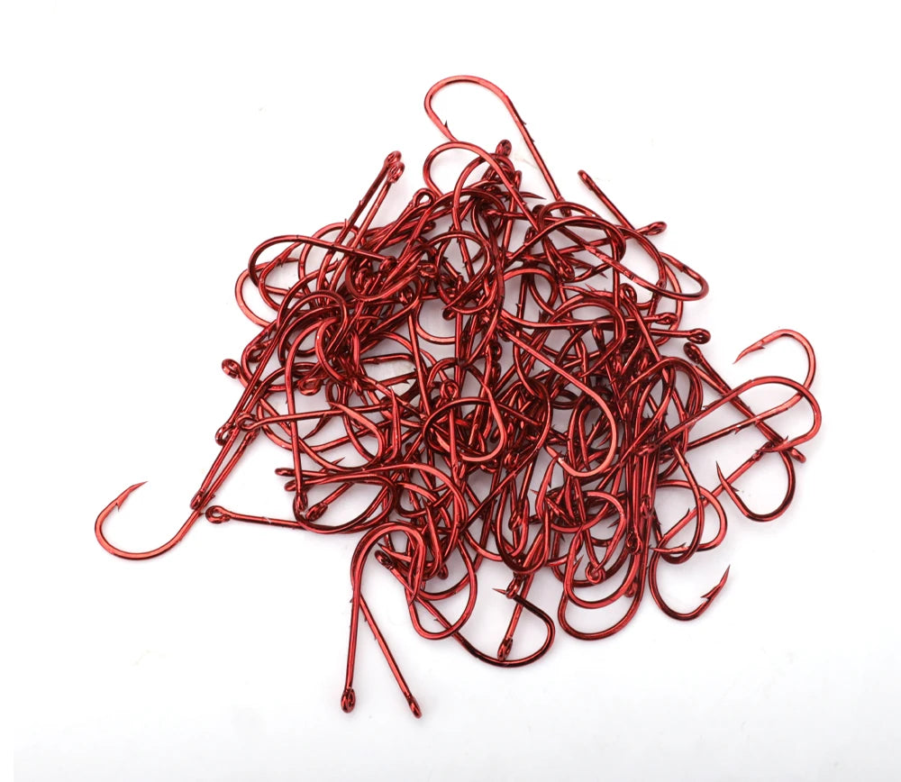 FTK Red Fishing Hooks Sea Barbed Fishing Lures Shank Beak Live BaitHolder Carp Fishing Jig Worm Hooks Accessories Tackle