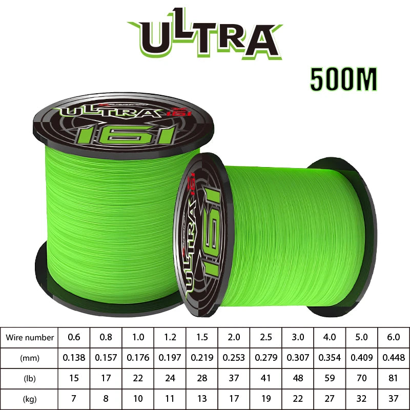 New X16 Strands Fishing Line YGK Ultra 300/500M Braided PE Fishing Strong Fishing Line Multifilament Durable Fishing Line Tool