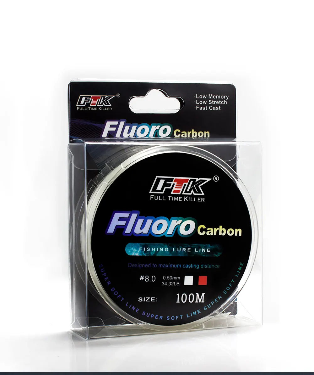 FTK 100M Fluorocarbon Coating Fishing Line 0.14mm-0.5mm 4.13LB-34.32LB Carbon Fiber Monofilament Line Carp Fishing Sinking Line
