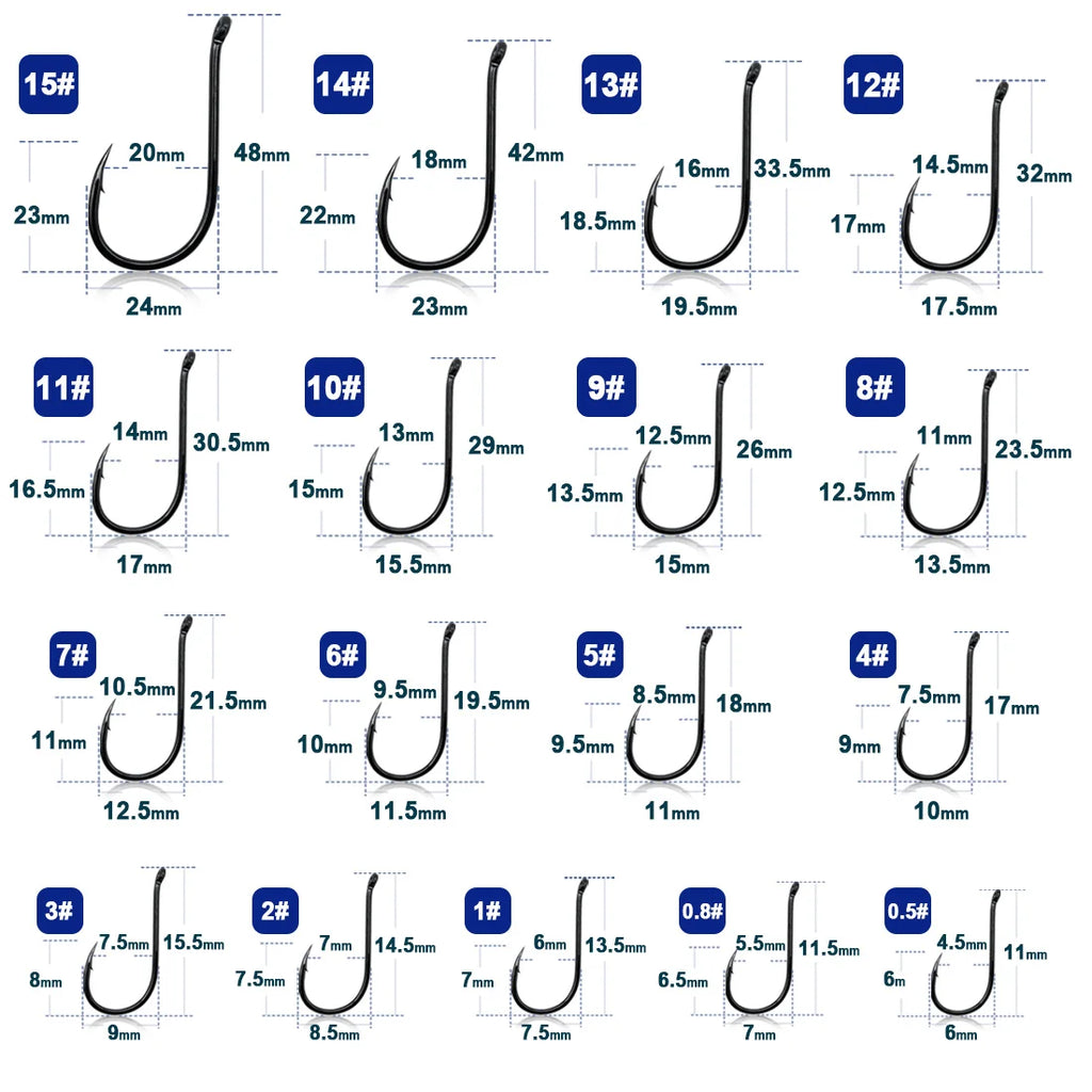 9KM Fishing Hooks 50~100Pcs Carp Hook Fishing Circle Hook Barbed Black High Carbon Steel Ice Fishing Accessories