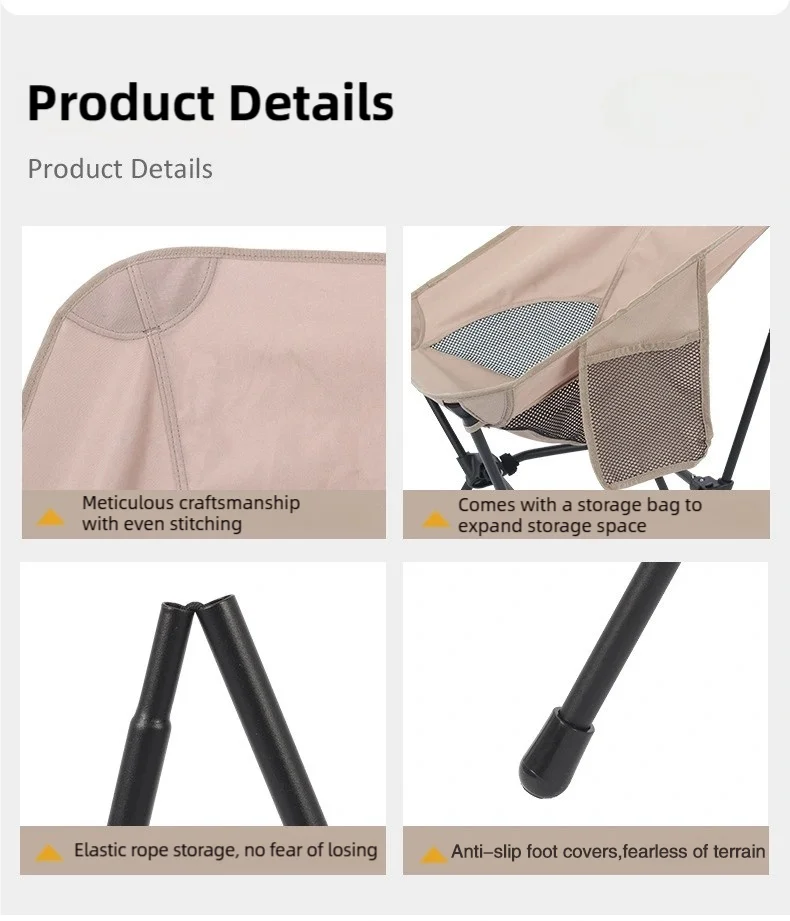 TINSOL Foldable Four-Corner Square Camping Chair, Portable Beach Fishing Stool, Travel Backpack Fishing Chair, Garden Sun Chair