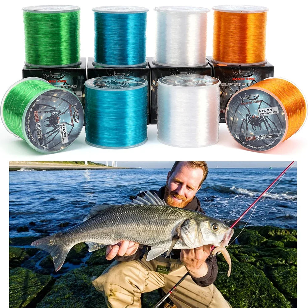 SantaKing Monofilament Fishing Line 500M Strong and Abrasion-Resistant Nylon Mono Smooth and Long Casting Low Memory