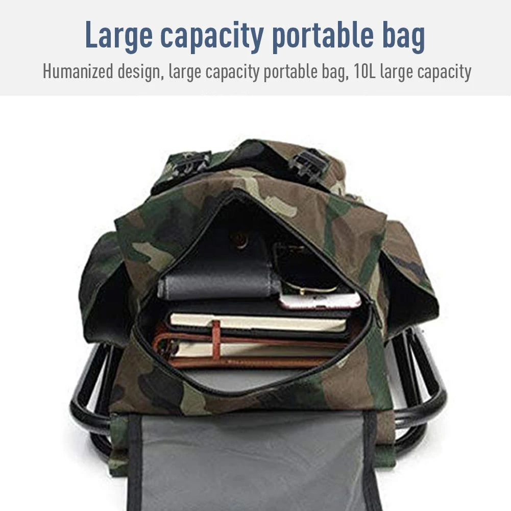Outdoor Portable Camouflage Folding Chair Stool 100kg Max Load Oxford Cloth Stool Backpack For Camping Fishing