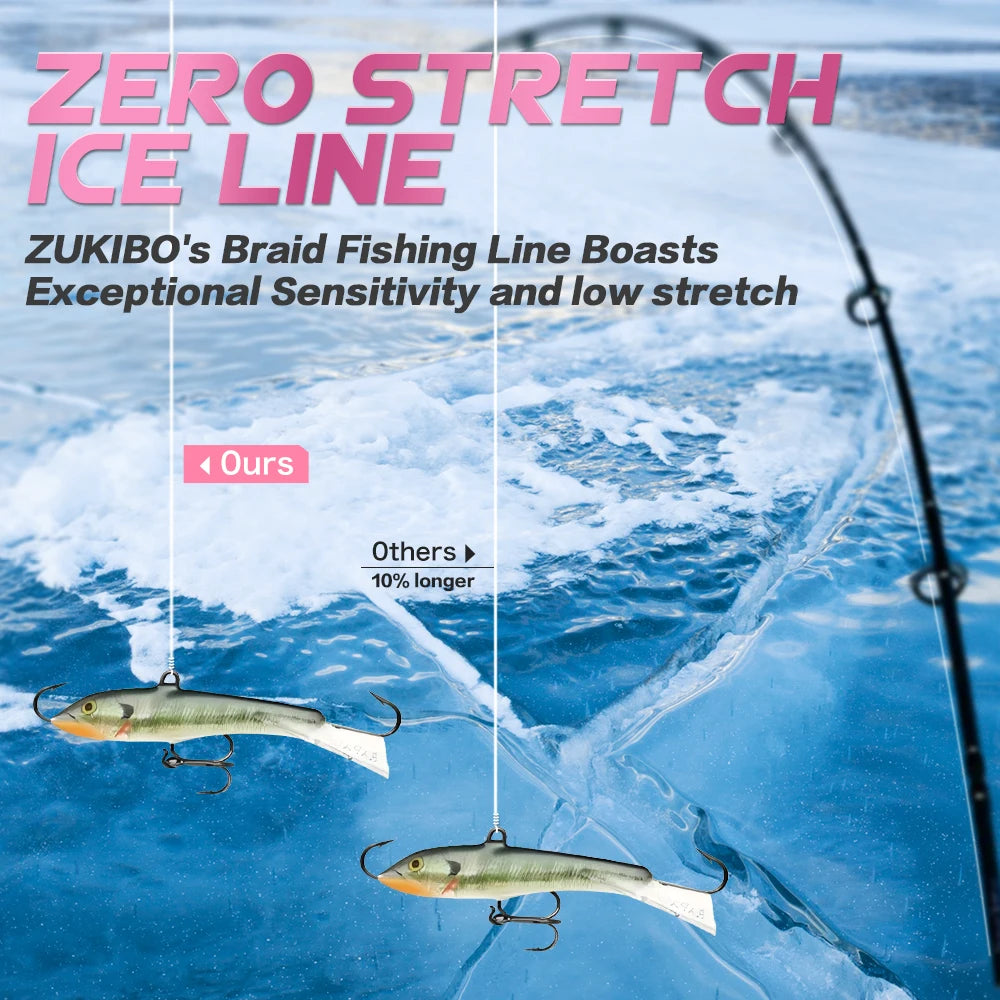 ZUKIBO Fused Micro Ice Crystal Thin Braid Fishing Line 0.05mm-0.235mm USA Design Translucent Superline Low Memory Soft Ice Line