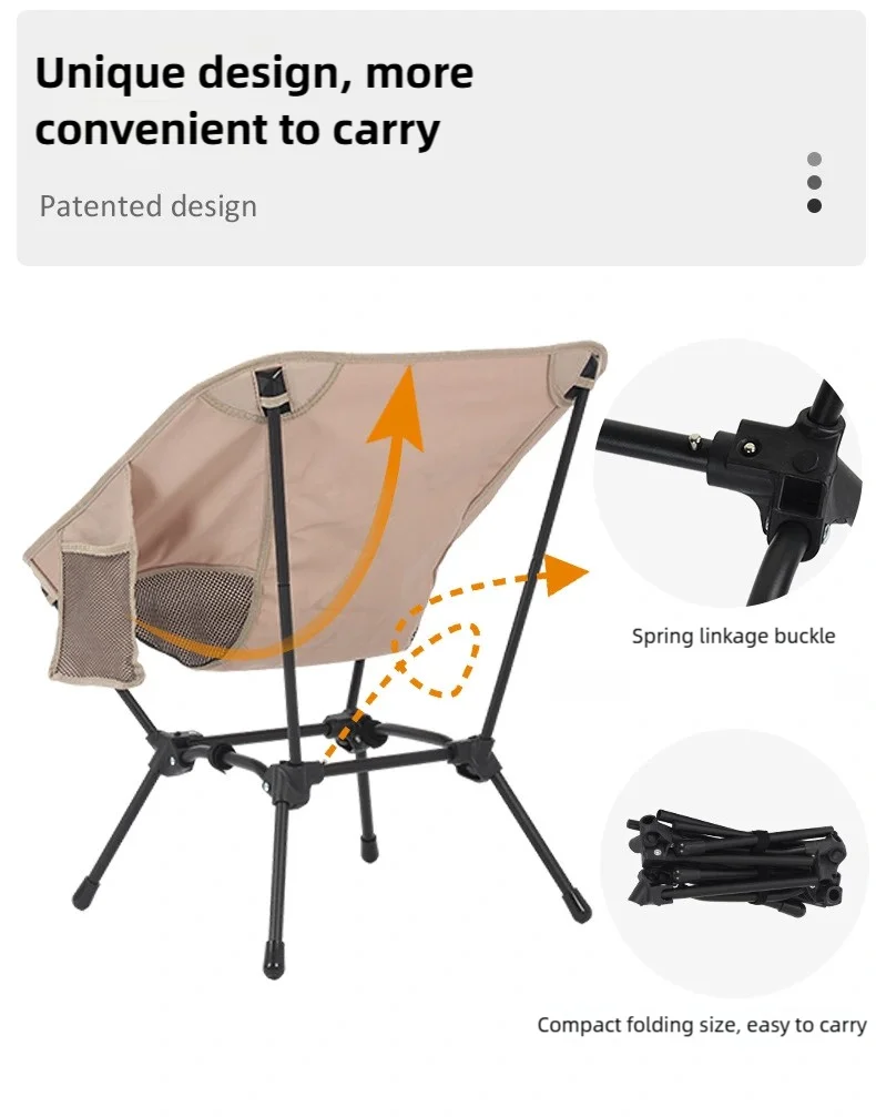 TINSOL Foldable Four-Corner Square Camping Chair, Portable Beach Fishing Stool, Travel Backpack Fishing Chair, Garden Sun Chair