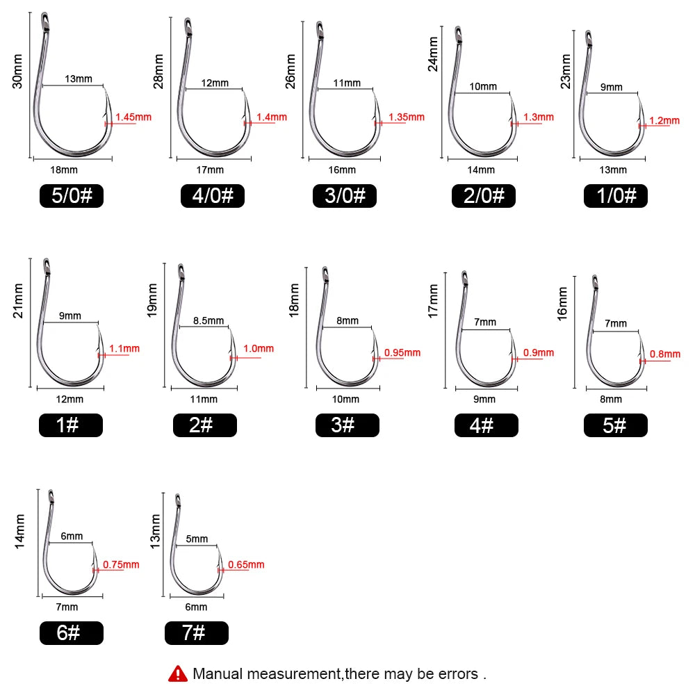 FTK CHINU Fishhook with ring barbed 1/0#-5/0#50PCS 1#-7#100PCS Rock Fishing Sea Fishing Hook black high carbon steel fishhook