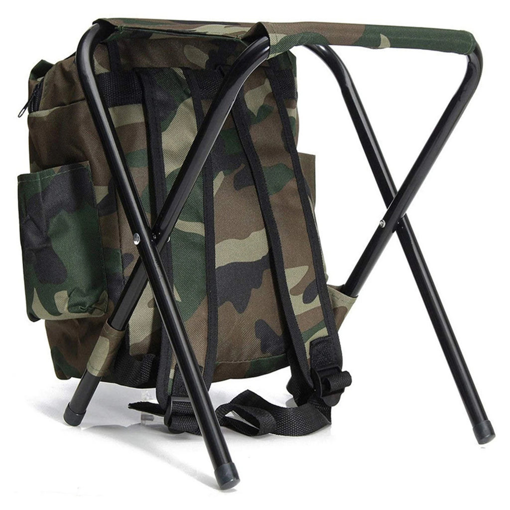 Outdoor Portable Camouflage Folding Chair Stool 100kg Max Load Oxford Cloth Stool Backpack For Camping Fishing