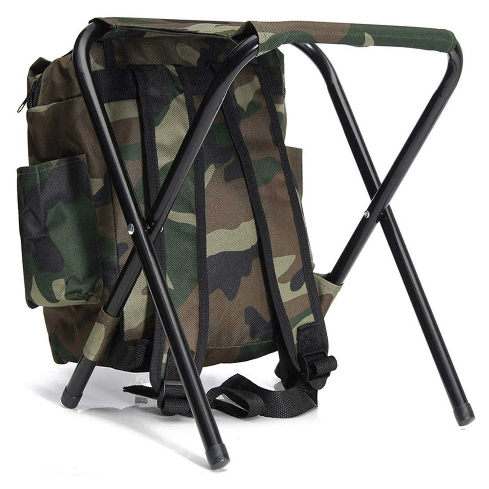 Outdoor Portable Camouflage Folding Chair Stool 100kg Max Load Oxford Cloth Stool Backpack For Camping Fishing