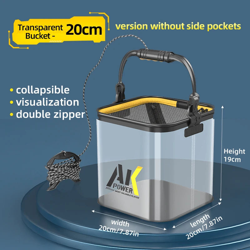 YUZHIYUAN Transparent Fishing Bucket Foldable Multifunctional Live Fish Container Fish Protection Bucket