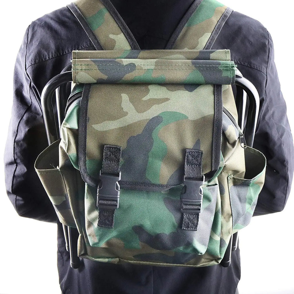 Economy Fishing Chair Hiking Seat Outdoor Folding Camping Fishing Chair Sturdy Comfortable Stool Portable Backpack Seat Bag