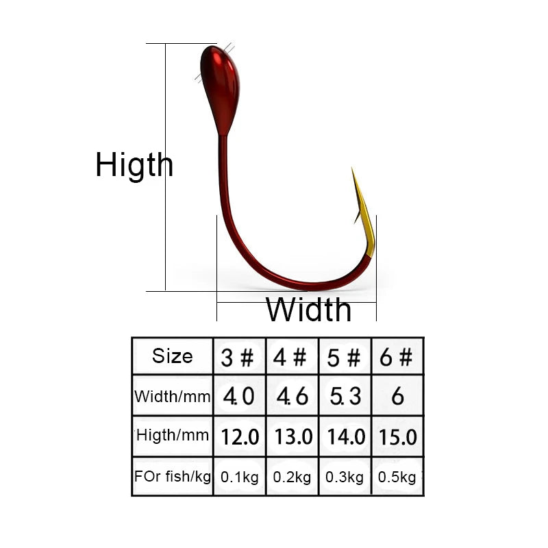 10pcs Ice Fishing Tungsten Jig Japan Hook Ice Lead Head Bait Winter Fishing Hook Red Worm Maggot Fishhook Carp Fishing Tackle