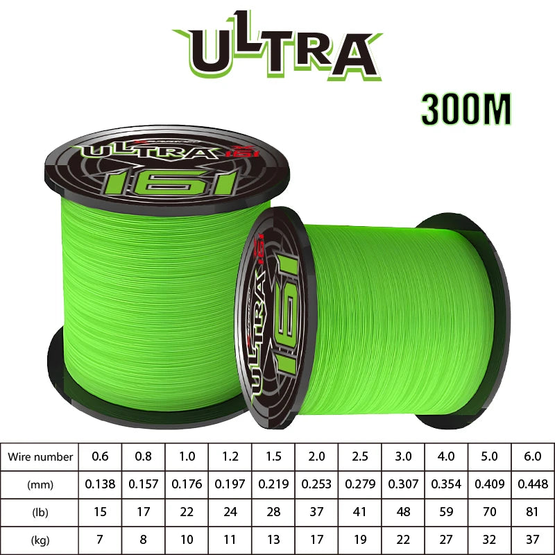 New X16 Strands Fishing Line YGK Ultra 300/500M Braided PE Fishing Strong Fishing Line Multifilament Durable Fishing Line Tool