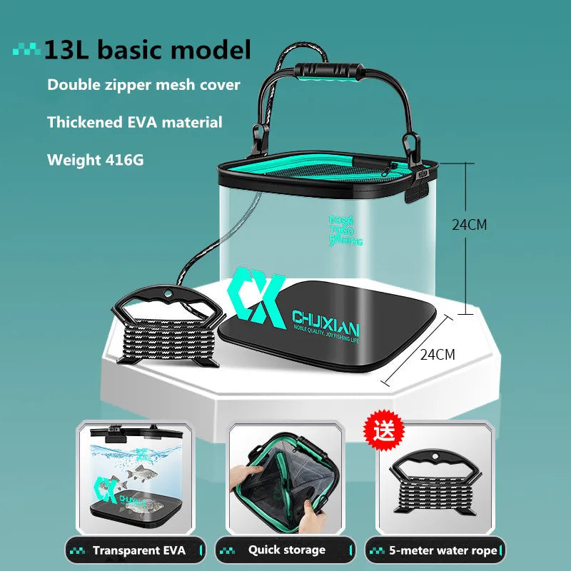 13L foldable live fish bucket EVA thickened fish bucket portable water tank fishing gear live fish box accessories tool