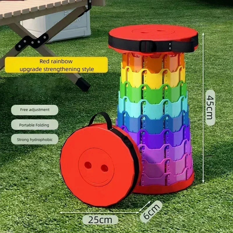 Popular lightweight portable plastic folding telescopic chair - adjustable height compact stool, perfect for fishing and camping