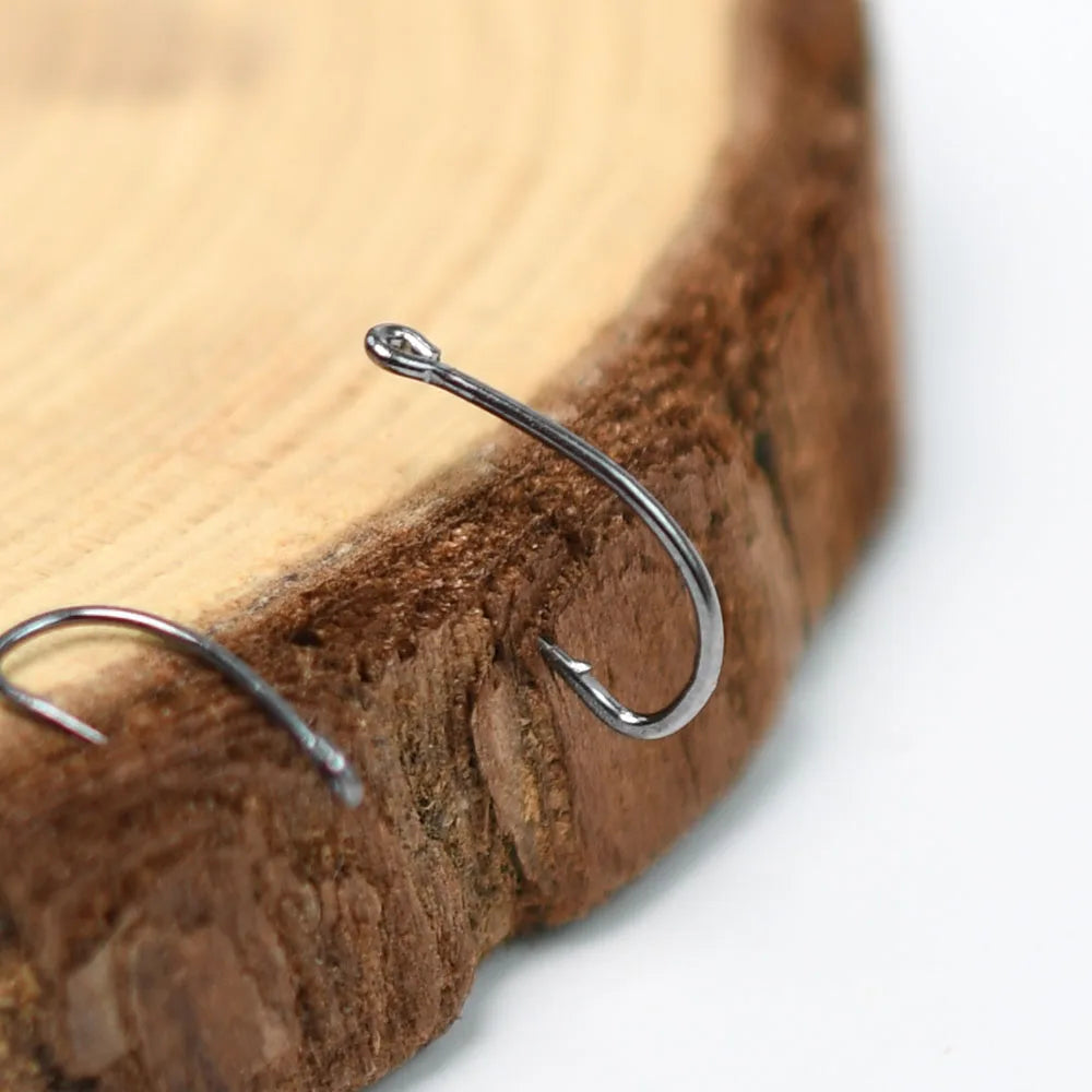 100Pcs/Pack 12# 14# 16# 18# Black Nickel Trout Single Hook With Barb High Carbon Steel Fishing Flies Spoon Hooks