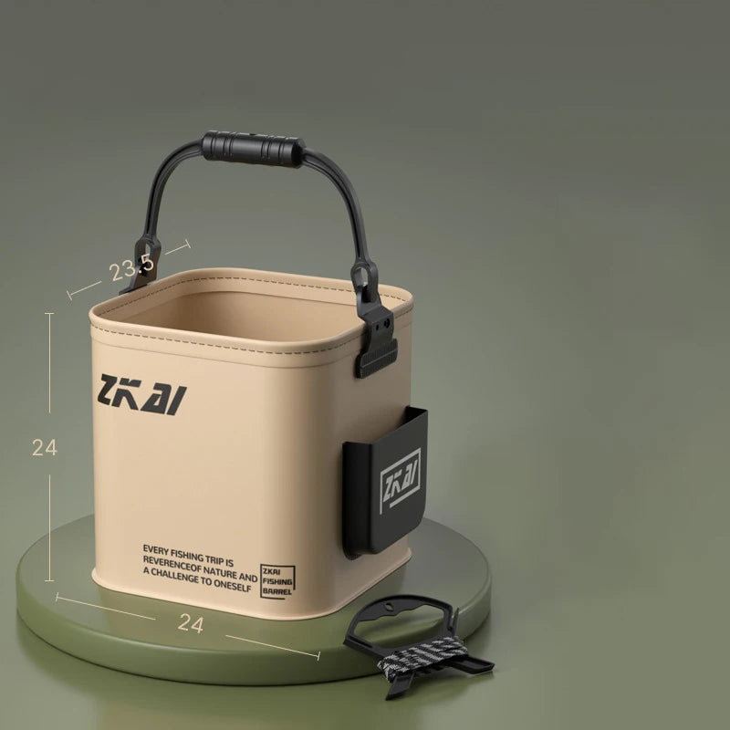 8L/13L Foldable Fishing Bucket Outdoor Sturdy Hand Carry Fish Bucket Large Capacity Carrying Bucket Camping Fishing Buckets