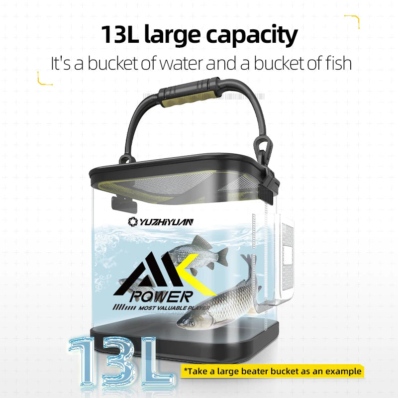 YUZHIYUAN Transparent Fishing Bucket Foldable Multifunctional Live Fish Container Fish Protection Multicompartment Aquatic Tool