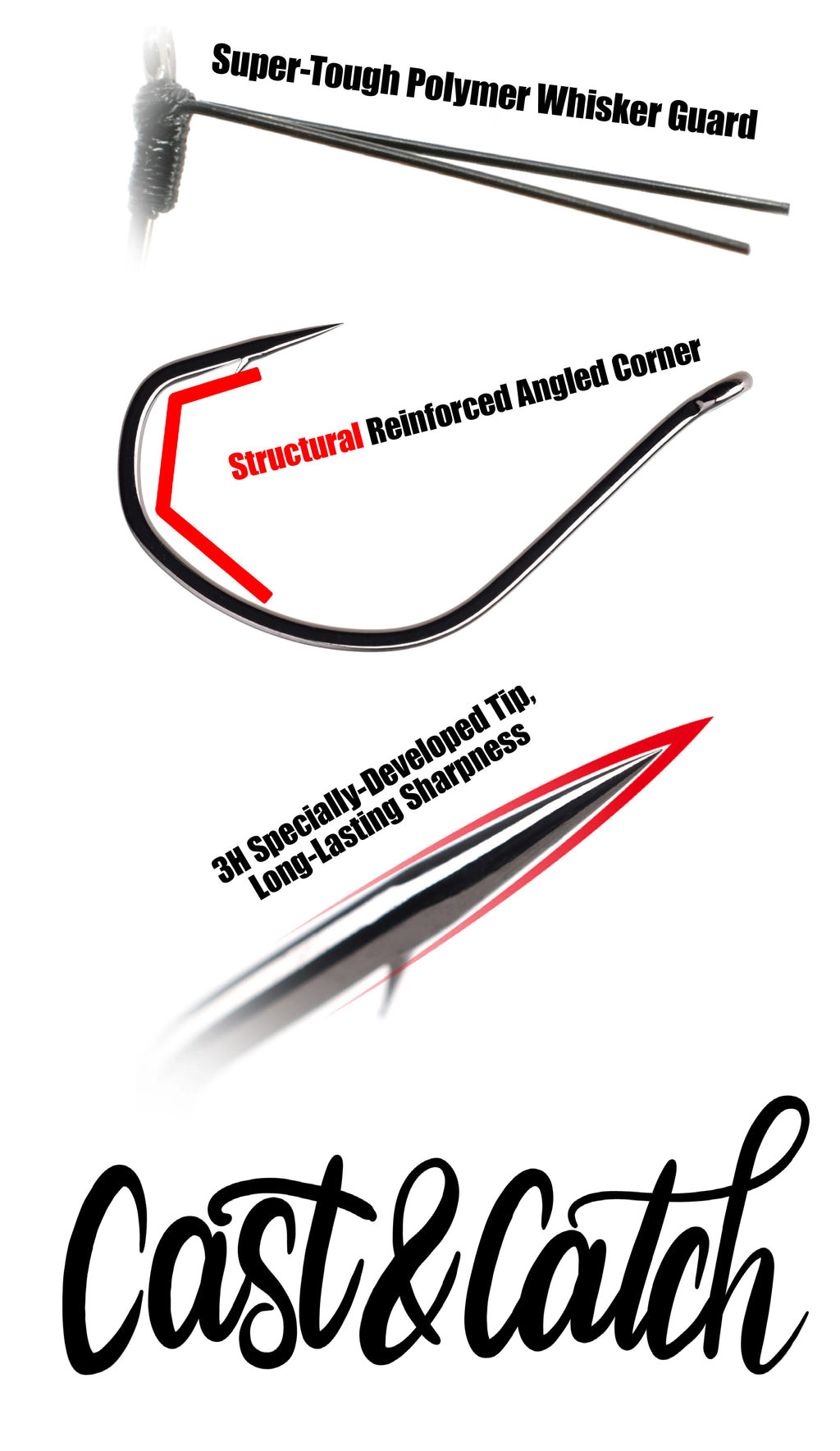 Cast&Catch 4PCS Weedless Wacky Fish Hook Anti-Snag Grass Blocking for Bass Soft Bait Freshwater Fishing Tackle