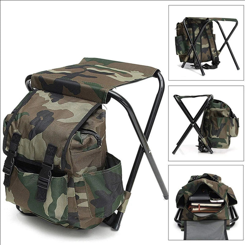 Economy Fishing Chair Hiking Seat Outdoor Folding Camping Fishing Chair Sturdy Comfortable Stool Portable Backpack Seat Bag