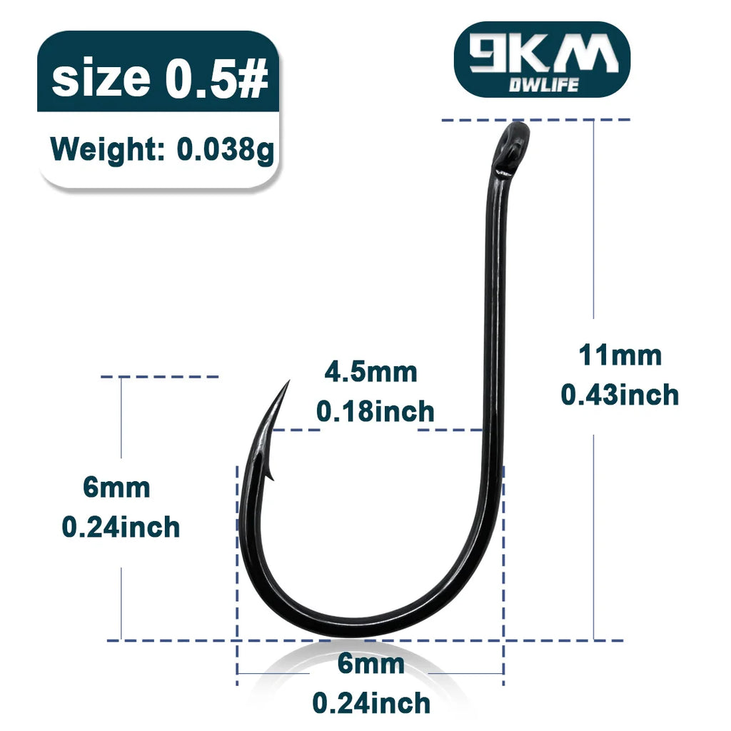 9KM Fishing Hooks 50~100Pcs Carp Hook Fishing Circle Hook Barbed Black High Carbon Steel Ice Fishing Accessories