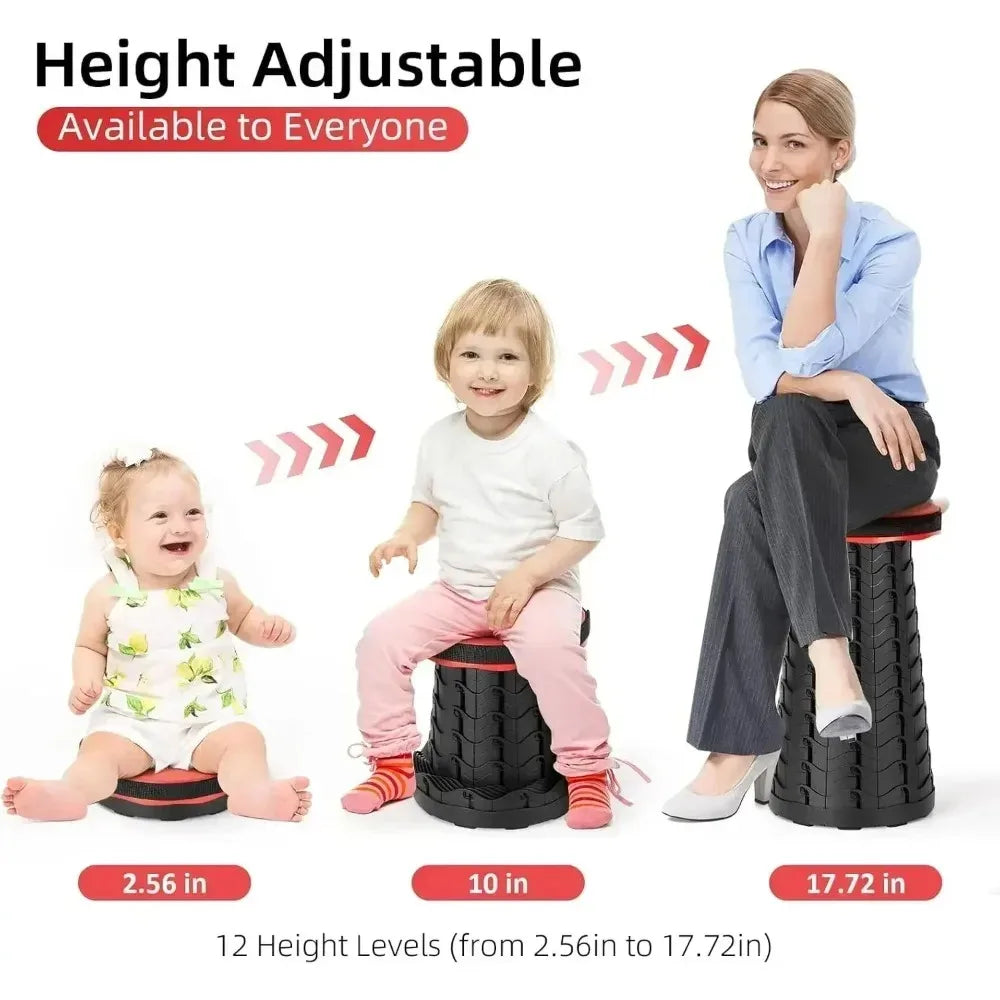 Folding Telescopic Stool, Outdoor Portable Stool, Home Travel Queuing Plastic Chair, Thickened Height-adjustable Fishing Chair