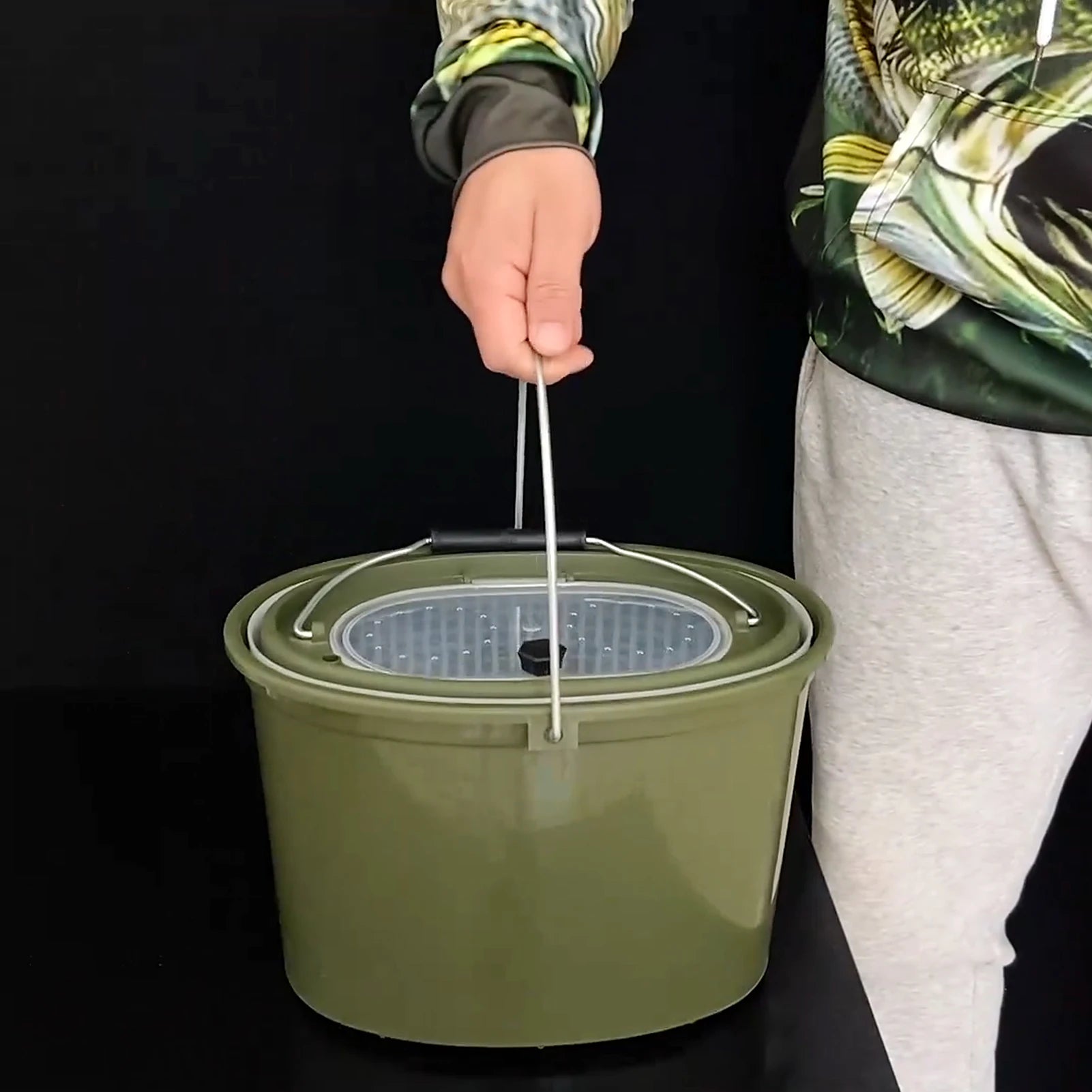 2-in-1 Fishing Bucket Double-Deck Fish Box Detachable Fish Strainer Colander Fishing Bait Storage Container Double Handle Fish