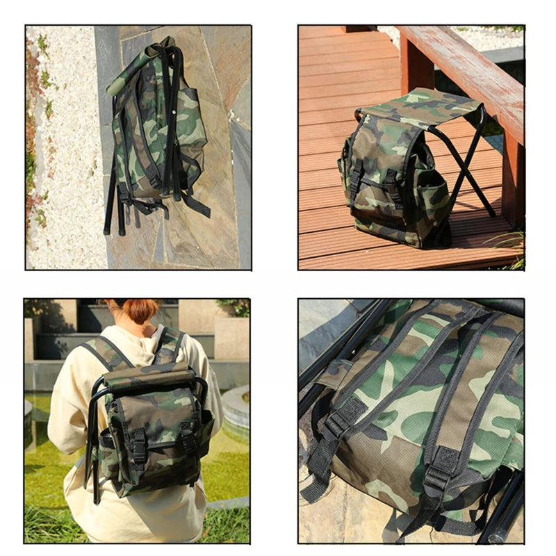 Economy Fishing Chair Hiking Seat Outdoor Folding Camping Fishing Chair Sturdy Comfortable Stool Portable Backpack Seat Bag