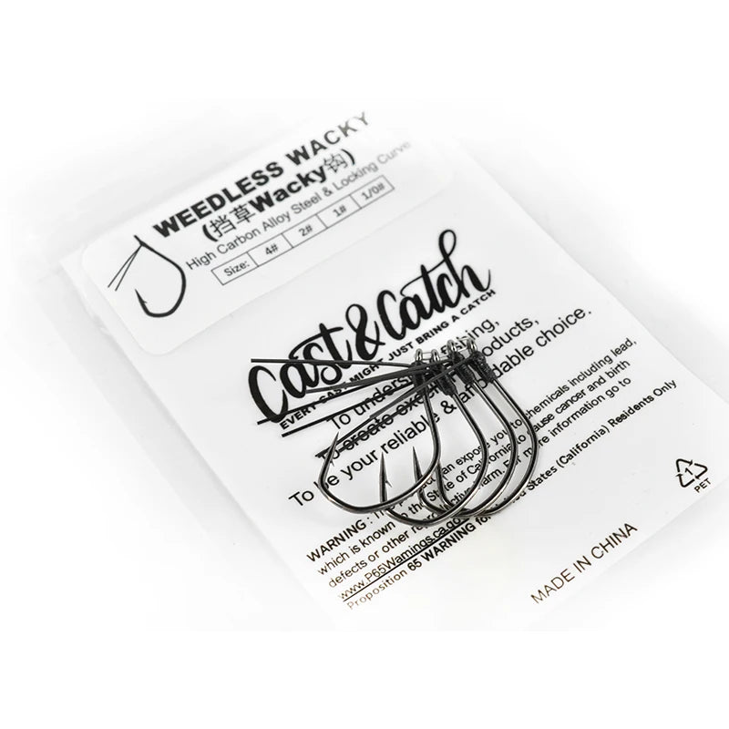 Cast&Catch 4PCS Weedless Wacky Fish Hook Anti-Snag Grass Blocking for Bass Soft Bait Freshwater Fishing Tackle