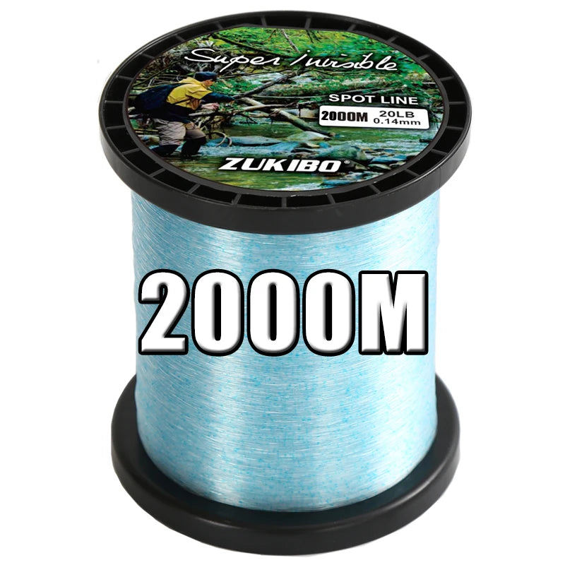ZUKIBO 3000m Invisible Spotted Fishing Line Japan Super Strong Monofilament Line Fluorocarbon Coated Nylon Fly Sink Line pesca