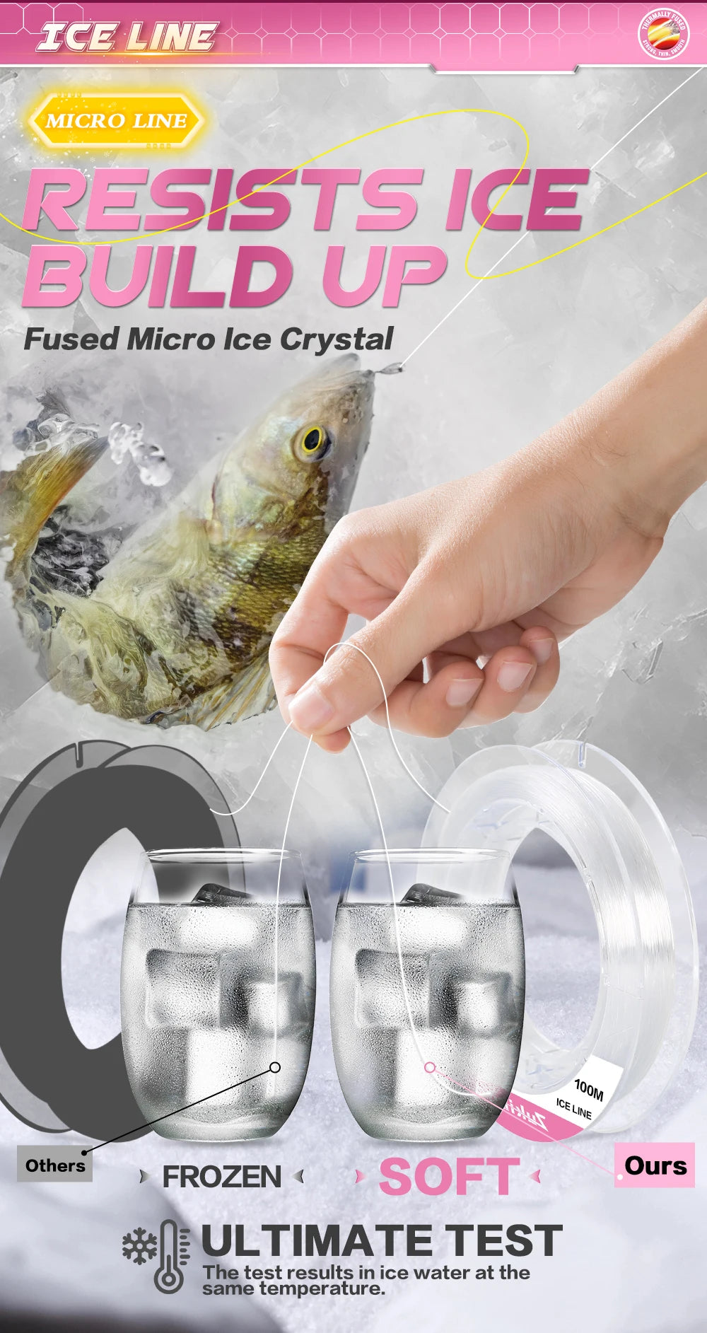 ZUKIBO Micro Fuesd Ice Line100m Winter Soft Braided Fishing Line Zero Memory Super Strong Abrasion Resistant Line Fishing Tackle